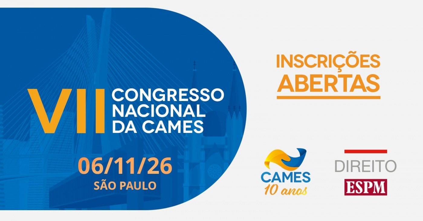 Arte oficial do VII Congresso Nacional da CAMES, em 6 de novembro de 2026, na ESPM, em São Paulo.