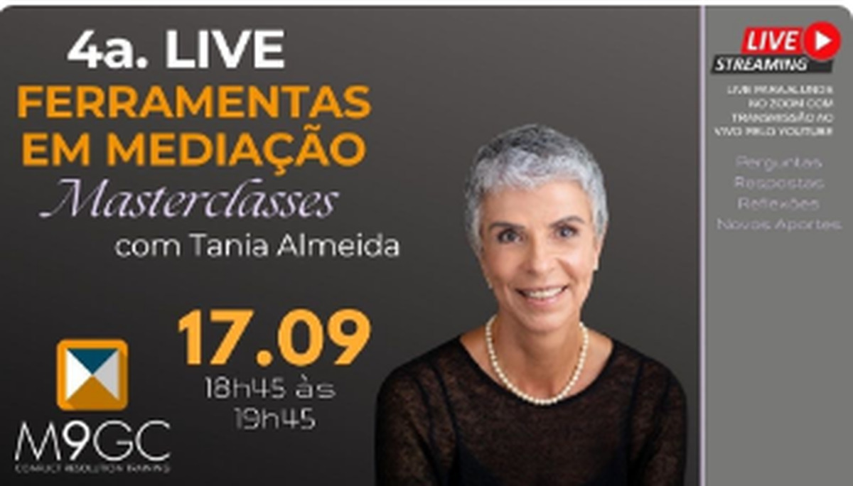 Imagem oficial da quarta live Ferramentas em Mediação — Masterclasses com Tania Almeida