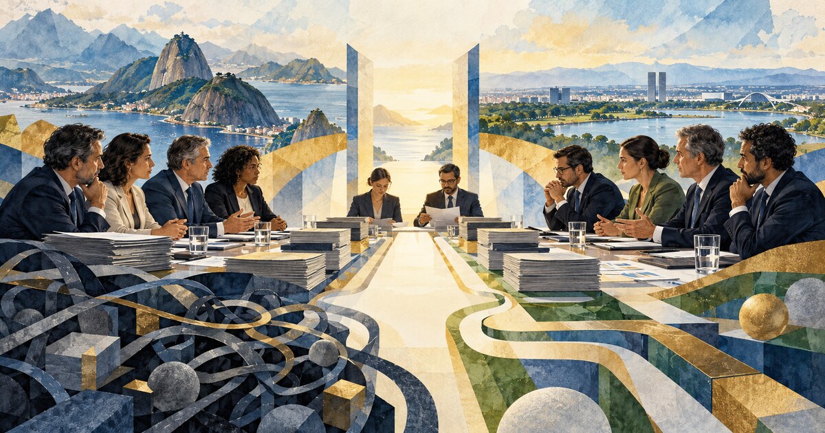 Delegações públicas negociam diante de documentos e caminhos que conectam Rio de Janeiro e Brasília